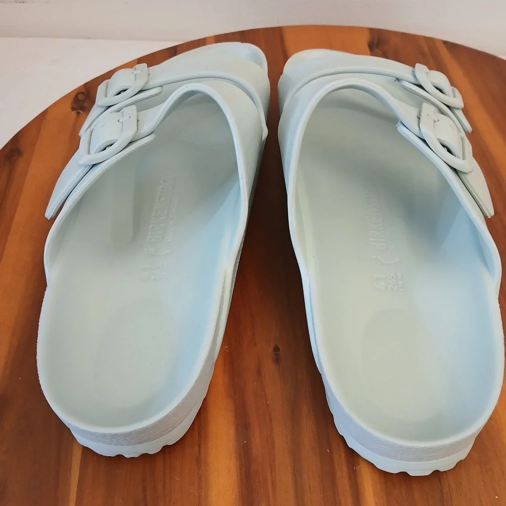 Birkenstock Arizona Womens 10 Light Blue Stealth Buckle EVA Slides Sandals